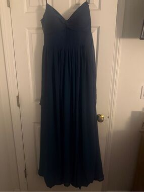 Azazie Navy Blue Spaghetti Strap Wedding Dress